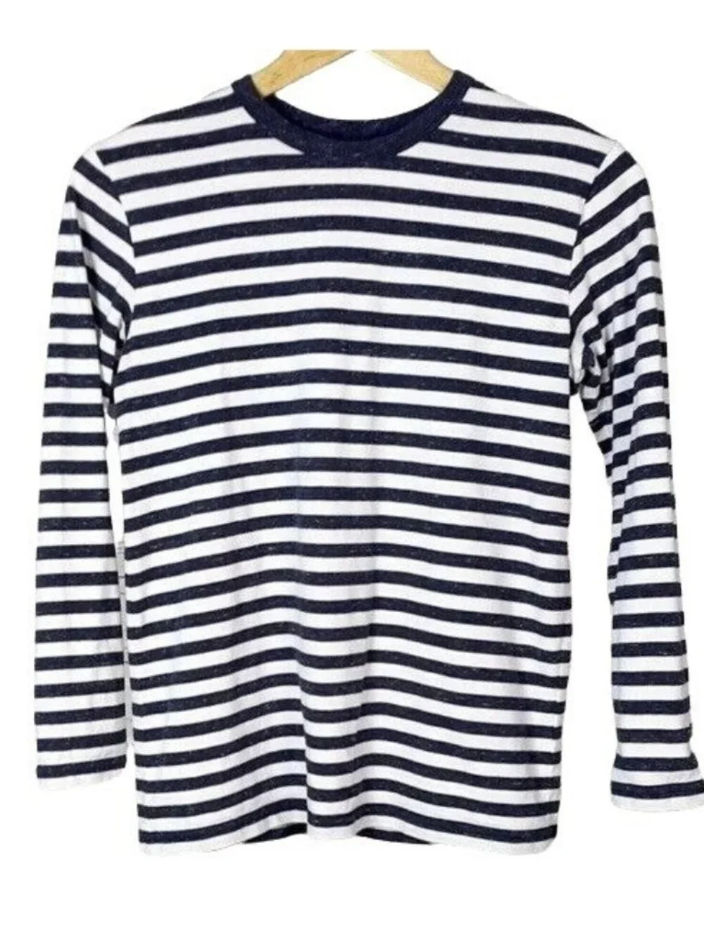 Children's Place Boys Striped Shirt Blue White Large Long Sleeve Pullover Crew